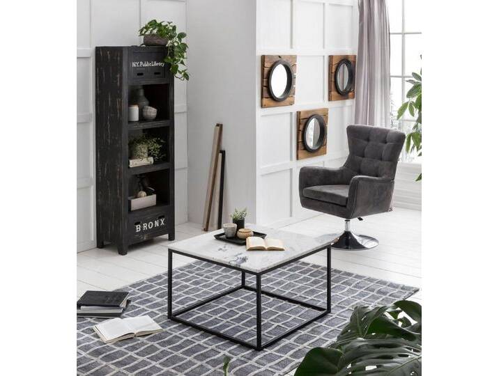 SIT Couchtisch, mit Marmorplatte, quadratisch, schwarz weiß von SIT-Möbel