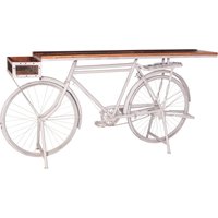 SIT Möbel THIS & THAT Stehtisch aus recyceltem Fahrrad Metall/Altholz weiß/bunt von SIT Möbel