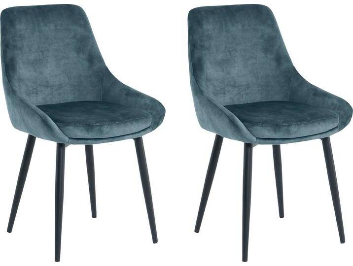 SIT Polsterstuhl (Set, 2 St), glamouröser Bezug in Samtoptik, blau schwarz, Blau von SIT-Möbel