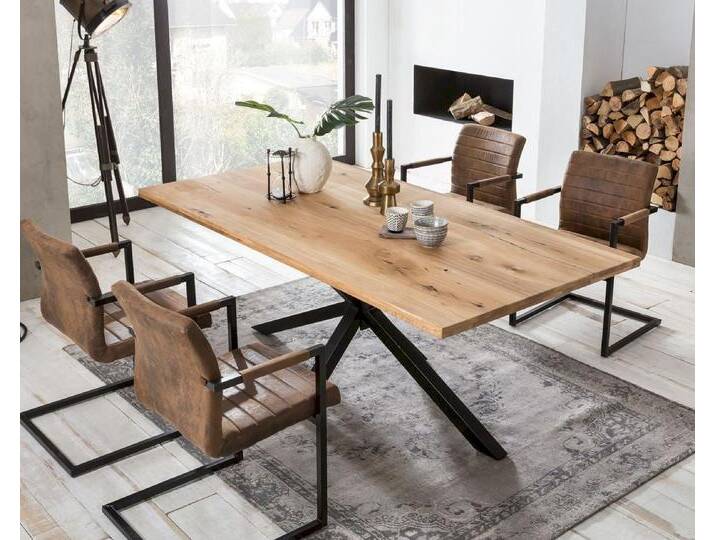 SIT Tops & Tables »Arizona« Wildeiche Massivholz Esstisch 220x100 cm / Eisen antikschwarz von SIT-Möbel