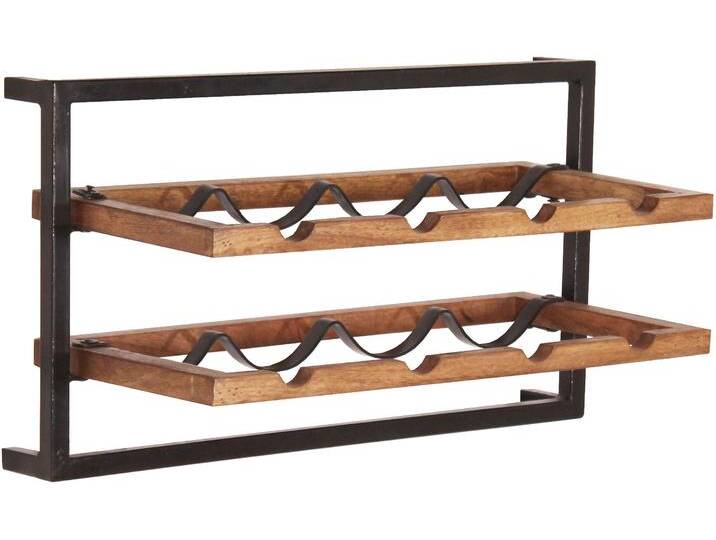 Weinregal SIT Panama , schwarz (natur, schwarz), B:65cm H:35cm T:25cm, Massivholz, Metall, Regale, für 8 Flaschen von SIT-Möbel