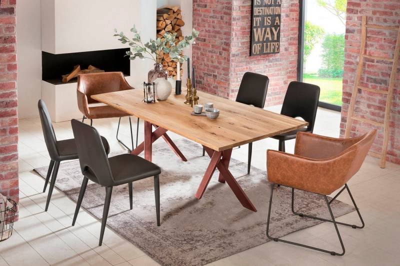 SIT Esstisch, Design-Gestell im industriellen Antiklook von SIT