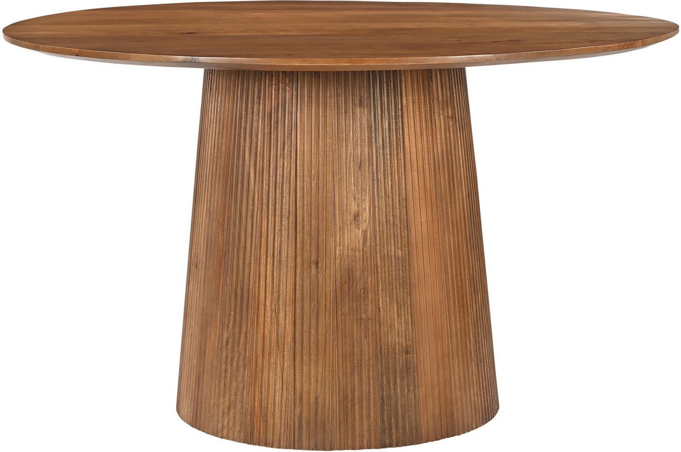 SIT Esstisch MANGO NATURAL, mit rundem Sockelfuß im Lamellendesign von SIT