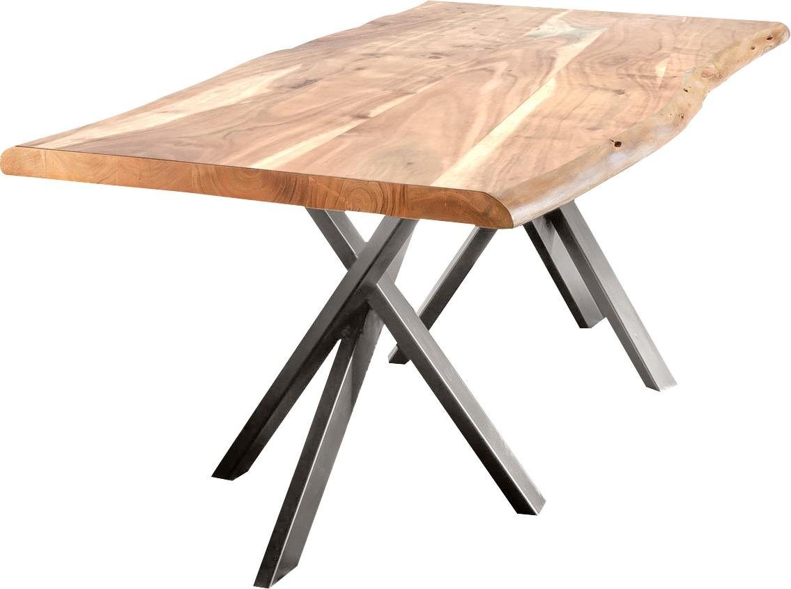 SIT Esstisch Tables, mit Baumkante und extravagantem Gestell aus Metall, Vintage von SIT