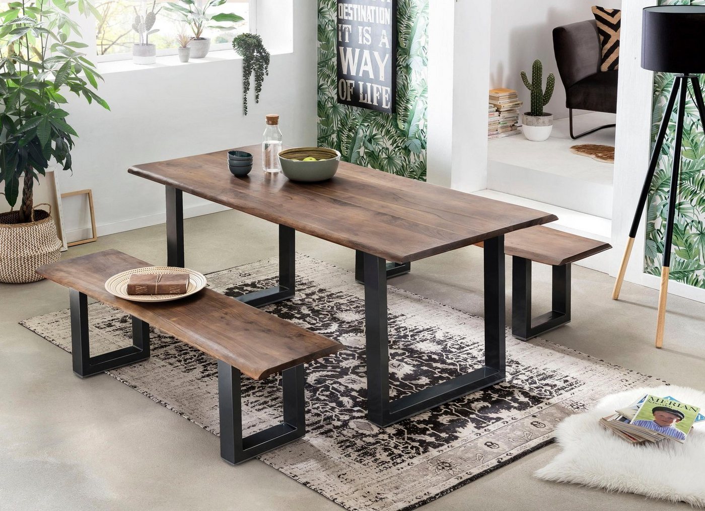 SIT Esstisch Tops&Tables, Tischplatte aus Akazie mit Baumkante wie gewachsen von SIT