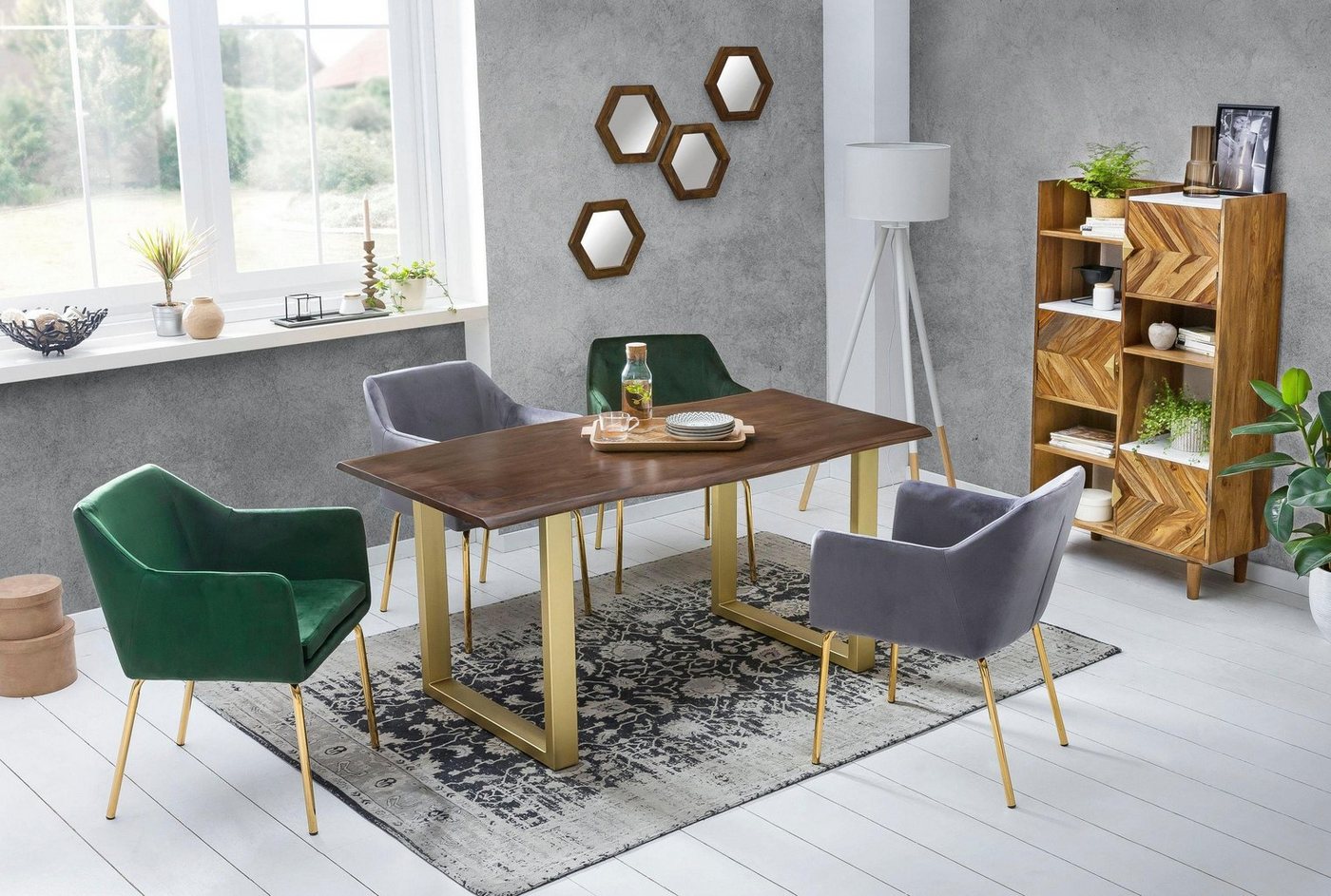 SIT Esstisch Tops&Tables, mit elegantem goldfarbenem Gestell von SIT