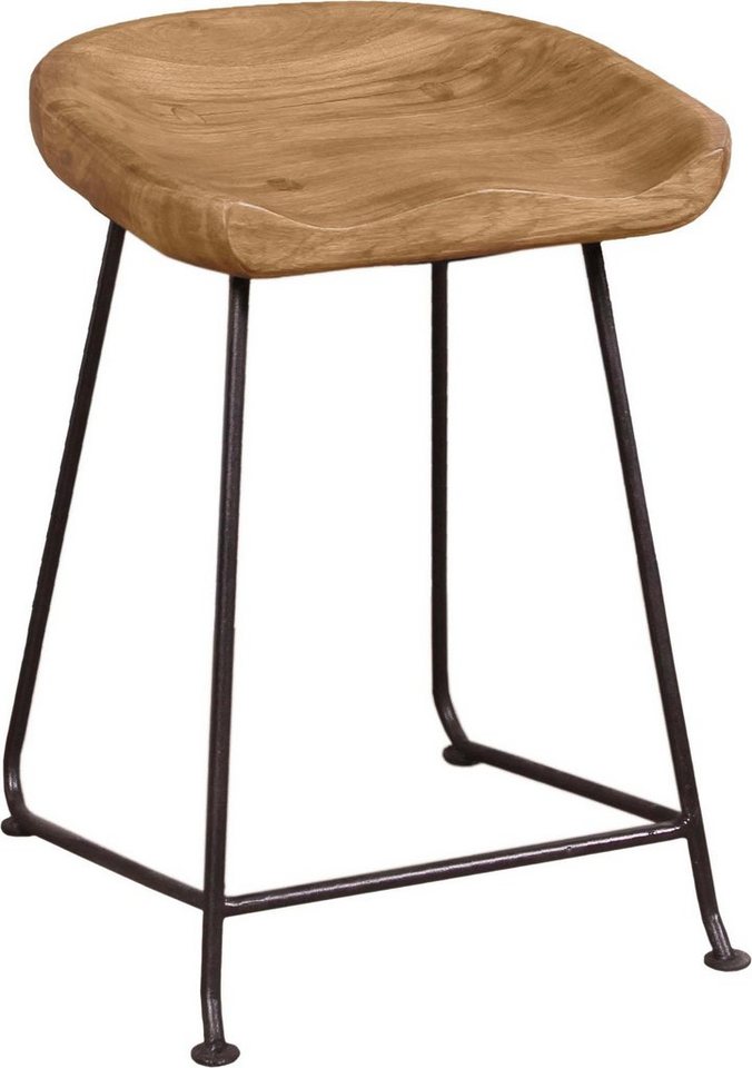 SIT Hocker Live Edge, aus massiver Akazie, mit Metallgestell von SIT