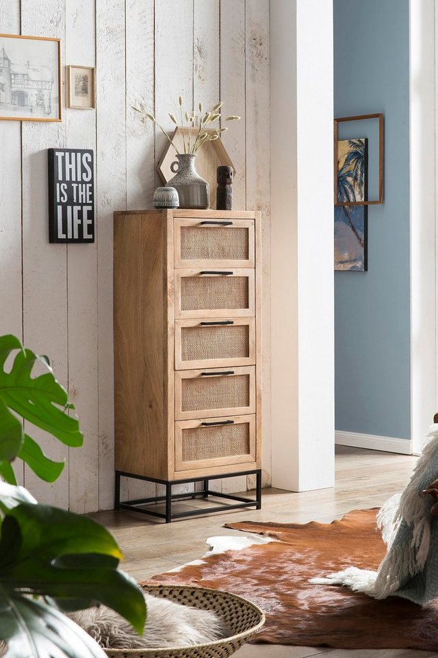 SIT Kommode, Mit Einsatz aus Rattangeflecht von SIT