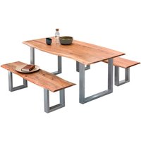 SIT Tisch, HxT: 77 x 80 cm, Holz - braun | silberfarben von SIT