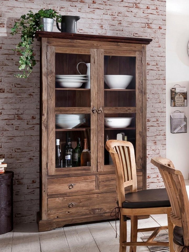 SIT Vitrine Seadrift aus recyceltem Altholz Teak, Shabby Chic, Vintage von SIT