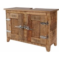 SIT Waschbeckenunterschrank "Frigo", Mangoholz im Antik-Look mit Kühlschrankgriffen, Breite 88 cm von SIT
