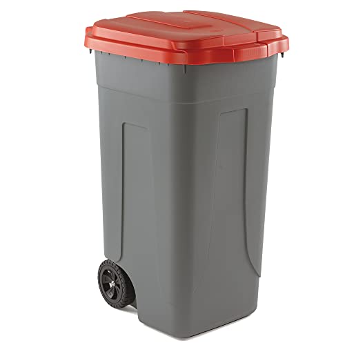 SSS Mülleimer für Mülltrennung, verchromt/rot, einzigartig von SIT