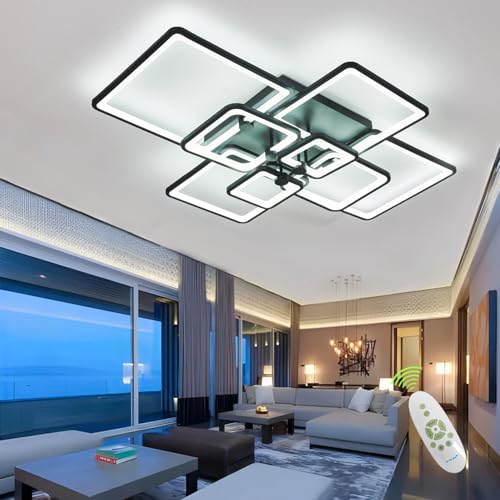 SITAFU Modern LED Deckenleuchte Dimmbar Wohnzimmerlampe Deckenleuchte Wohnzimmer 120W 8 Wohnzimmer Lampen Led Deckenleuchte Rechteckig mit Fernbedienung,Kreative Acryl Rechteck Design LED von SITAFU