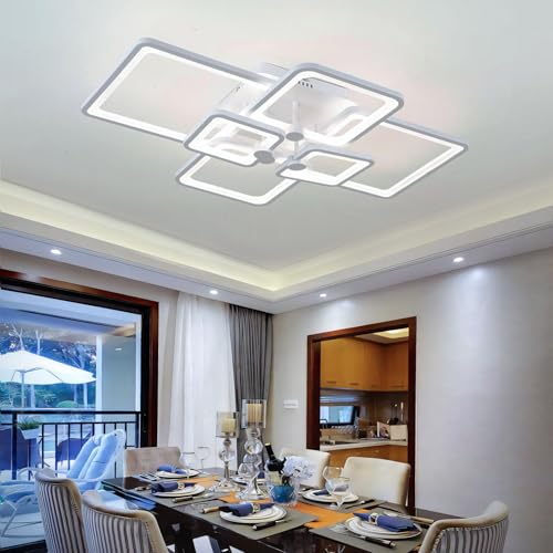 SITAFU LED Deckenleuchte Dimmbar Modern Design 65W Rechteckige Deckenleuchte, 3000K-6000K Wohnzimmer Deckenlampe Schwarz Mit Fernbedienung, Für Schlafzimmer Wohnzimmer Küche Schmücken(80cm) von SITAFU