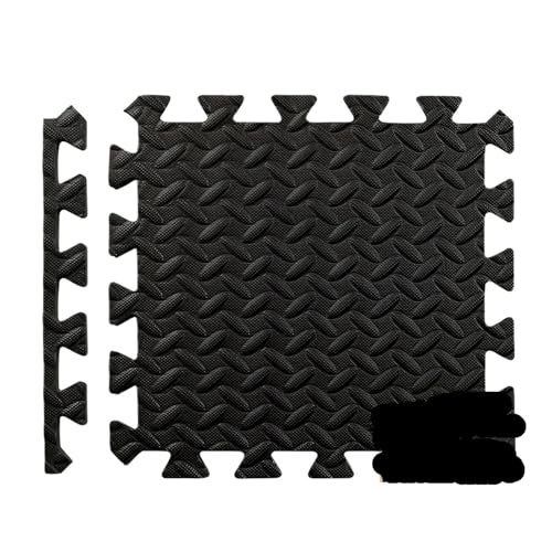 16 Stück Puzzle Fitnessmatte Sportmatten, Eva ineinander greifende Schaumstoff-Bodenfliesen for das Fitnessstudio Suelo Gimnasio(Black) von SITBXO