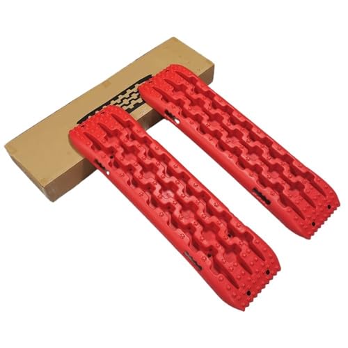2 Stück Reifenfreigaberampe 104x27cm Traktionsbretter Schienen Matte Reifen Traktionspads Leiter LKW Schlamm Schnee Sand Traktionsmatten(Red) von SITBXO