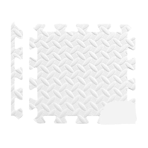4~20-teilige Puzzle-Fitnessmatte, ineinandergreifende Eva-Schaumstoff-Bodenfliesen for das Heim-Fitnessstudio Suelo Gimnasio(White-30x30cm,20PCS) von SITBXO