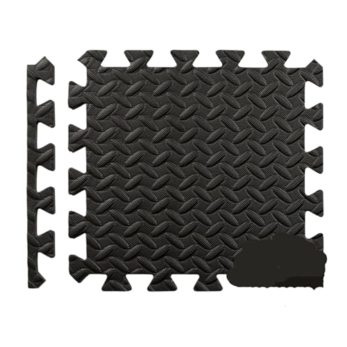 4~24-teilige Puzzle-Fitnessmatte, ineinandergreifende Eva-Schaumstoff-Bodenfliesen for das Heim-Fitnessstudio, Heim-Fitnessgeräte Suelo Gimnasio(Black-30x30cm,12PCS) von SITBXO