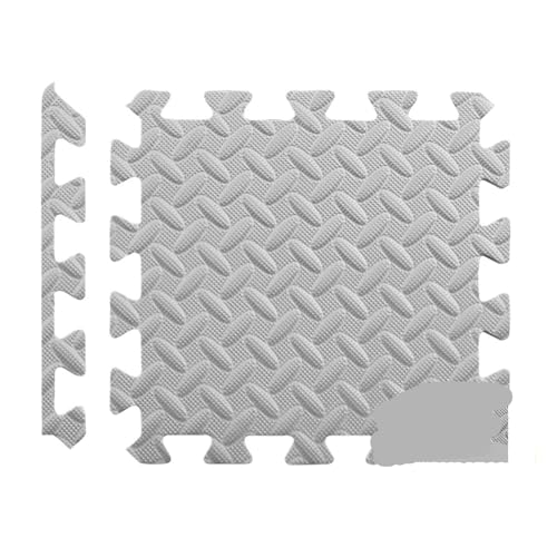 4~24-teilige Puzzle-Fitnessmatte, ineinandergreifende Eva-Schaumstoff-Bodenfliesen for das Heim-Fitnessstudio, Heim-Fitnessgeräte Suelo Gimnasio(Grey-30x30cm,4PCS) von SITBXO