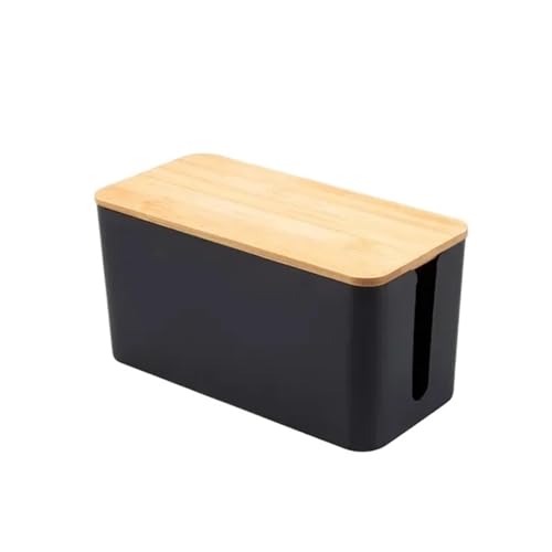 Draht Box Bambus Holz Abdeckung Kabel Management Board Lagerung Netzkabel Kreative Einfache Ladegerät Kabelmanagementbox(S-Black) von SITBXO