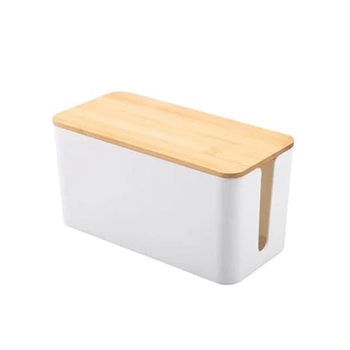 Draht Box Bambus Holz Abdeckung Kabel Management Board Lagerung Netzkabel Kreative Einfache Ladegerät Kabelmanagementbox(S-White) von SITBXO