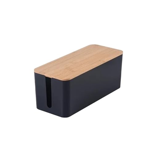Einfache Drahtbox, Bambusholzabdeckung, Kabelmanagementbox, Brett-Aufbewahrungsbox, Netzkabel, kreative Aufbewahrungsbox Kabelmanagementbox(Black-M) von SITBXO