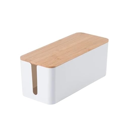 Einfache Drahtbox, Bambusholzabdeckung, Kabelmanagementbox, Brett-Aufbewahrungsbox, Netzkabel, kreative Aufbewahrungsbox Kabelmanagementbox(White-S) von SITBXO