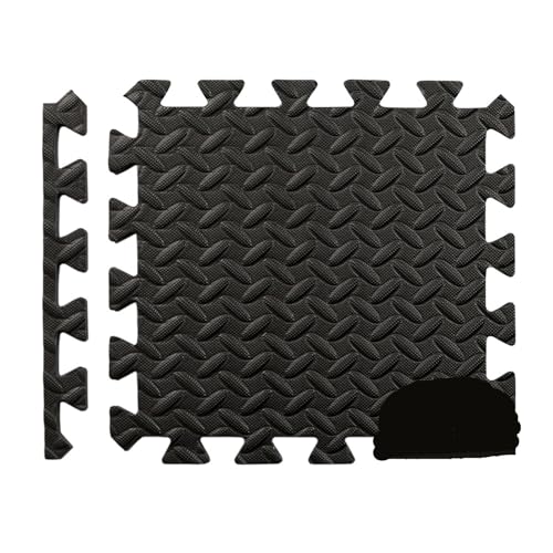 Eva Gym Matte Puzzle Gym Boden Sport Zimmer Schaum Matte Schaum Spielen Ineinander Greifen Fitness Suelo Gimnasio(Black,12pcs-30x30cm) von SITBXO