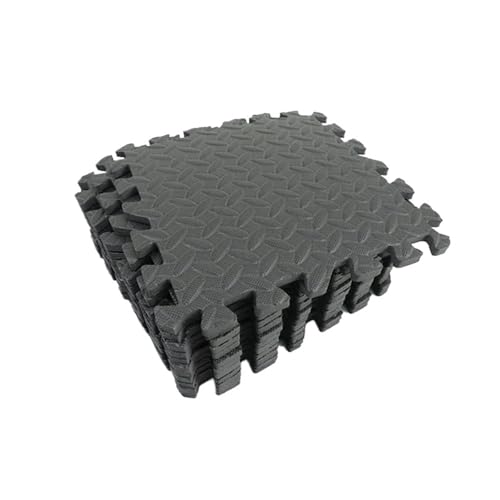Eva Interlocking Foam Bodenfliesen 12pcs Puzzle Übungsmatte 30x30cm Schutzbodenmatten for Fitnessstudio Suelo Gimnasio(Black) von SITBXO
