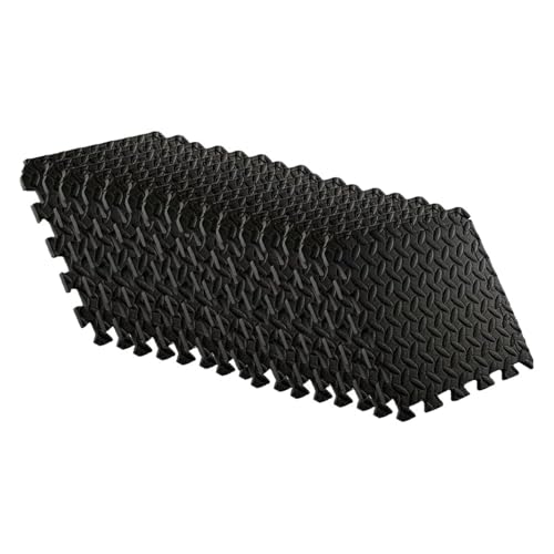 Fitness Eva-Schaum Puzzle Fliesen ineinander greifende Matte for Übungen Suelo Gimnasio(Black 16pcs) von SITBXO