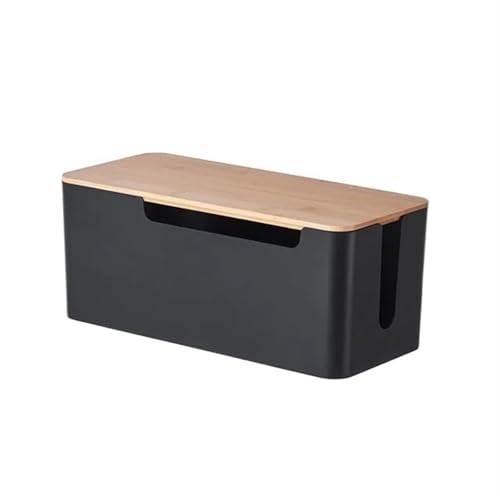 Kabelaufbewahrungsbox aus Holz fürs Büro, Stromleitungsmanagement, Organizer, Ladegerät, Buchse, Netzwerkleitung, Aufbewahrungsbehälter, Schreibtischaufbewahrung Kabelmanagementbox(Black small) von SITBXO