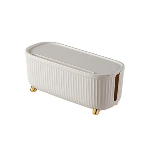 Kabelaufbewahrungsbox mit Deckel, platzsparend, gestreift, staubdicht, Kabelmanagementbox, große Steckdosenleiste, Organizer-Box Kabelmanagementbox(Beige) von SITBXO