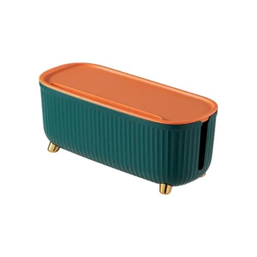 Kabelaufbewahrungsbox mit Deckel, platzsparend, gestreift, staubdicht, Kabelmanagementbox, große Steckdosenleiste, Organizer-Box Kabelmanagementbox(Green) von SITBXO