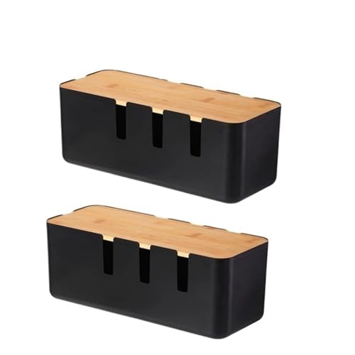 Kabelmanagement-Box, Kabel-Organizer-Box, Kabelaufbewahrung, for Verstecken unter dem Schreibtisch, Steckdosenleiste, Organizer, Hub, Kabelversteck, Bodensteckdose Kabelmanagementbox(Black 2pcs) von SITBXO