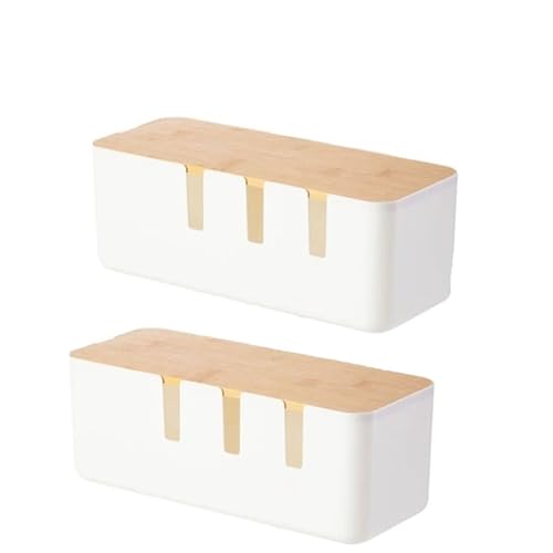Kabelmanagement-Box, Kabel-Organizer-Box, Kabelaufbewahrung, for Verstecken unter dem Schreibtisch, Steckdosenleiste, Organizer, Hub, Kabelversteck, Bodensteckdose Kabelmanagementbox(White 2pcs) von SITBXO