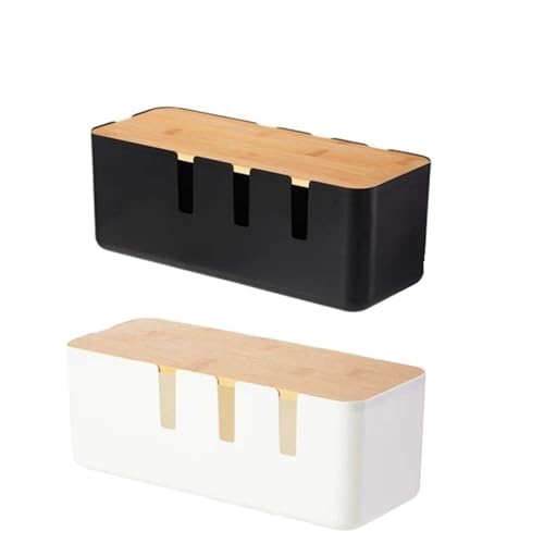 Kabelmanagement-Box, Kabel-Organizer-Box, Kabelaufbewahrung, for Verstecken unter dem Schreibtisch, Steckdosenleiste, Organizer, Hub, Kabelversteck, Bodensteckdose Kabelmanagementbox(White and black) von SITBXO