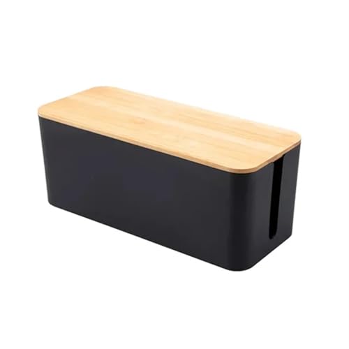 Netzkabel Versteckte Kabelaufbewahrungsbox Power Board Kabelbox Hub-Box Buchsenaufbewahrungsbox Desktop-Datenkabel-Finishing Kabelmanagementbox(Bamboo black) von SITBXO