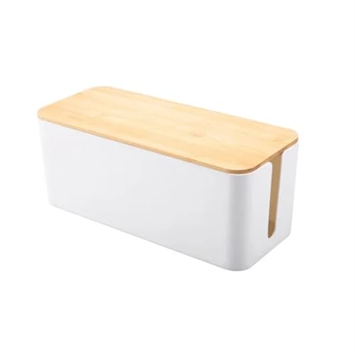 Netzkabel Versteckte Kabelaufbewahrungsbox Power Board Kabelbox Hub-Box Buchsenaufbewahrungsbox Desktop-Datenkabel-Finishing Kabelmanagementbox(Bamboo white) von SITBXO