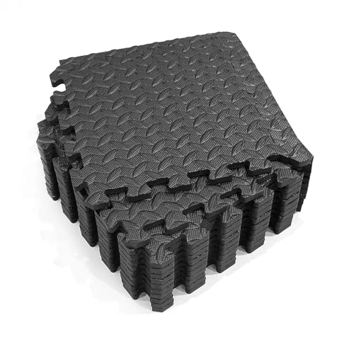 Puzzle-Fitnessmatte, Sportmatten, Eva-Ineinander greifende Schaumstoff-Bodenfliesen for das Fitnessstudio Suelo Gimnasio(Black) von SITBXO