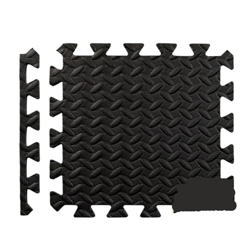 Puzzle-Übungsmatte Gymnastikmatten Eva Foam Bodenfliesen Schutzbodenmatten for Fitnessgeräte Suelo Gimnasio(Black,6PCS) von SITBXO
