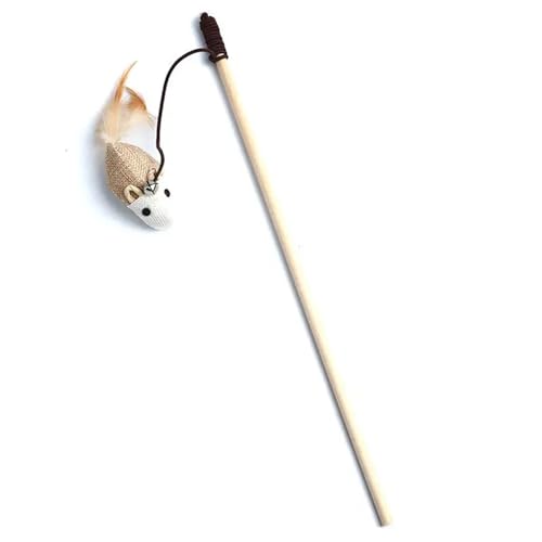 SITBXO 1PC Bunte Feder Teaser Katze Zauberstab Lustige Kätzchen Spielzeug Holzstab Interaktive Heimtierbedarf Katzenspielzeug(Mouse) von SITBXO