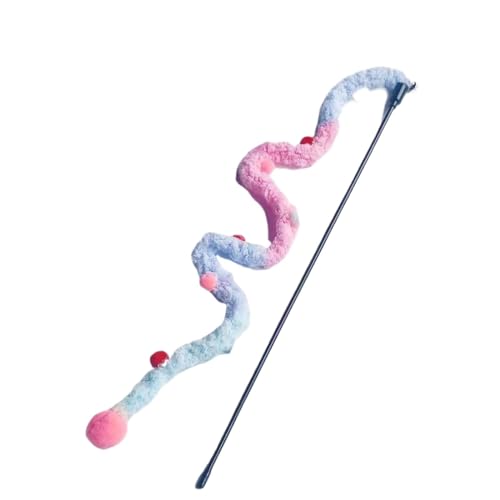 SITBXO Interaktive Katze Feder Teaser Zauberstab Bunte Raupe Rod Lustige Haarball Spielzeug Katzenspielzeug(Grey) von SITBXO