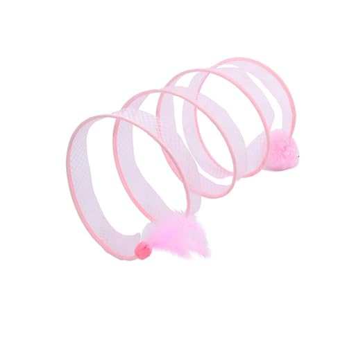 SITBXO Katzenspielzeug, Spiraltunnel mit Feder, interaktiver Spielspaß for Katzen und Kätzchen Katzenspielzeug(Pink) von SITBXO