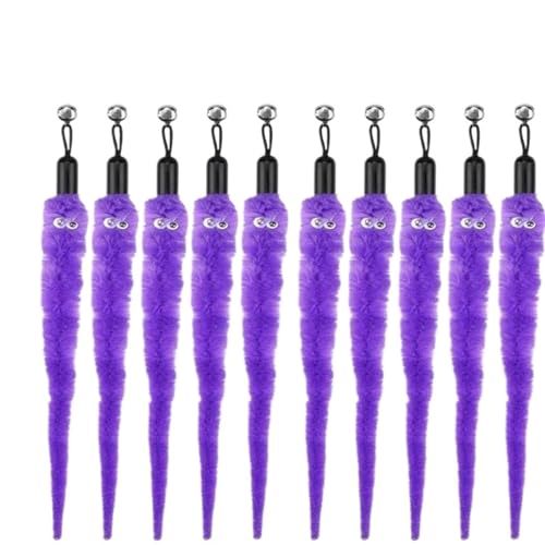 SITBXO Katzenspielzeug-Zubehör, Wurm-Ersatzköpfe, lustiger Plüschstab for interaktives Haustierspiel Katzenspielzeug(10Pcs Purple) von SITBXO