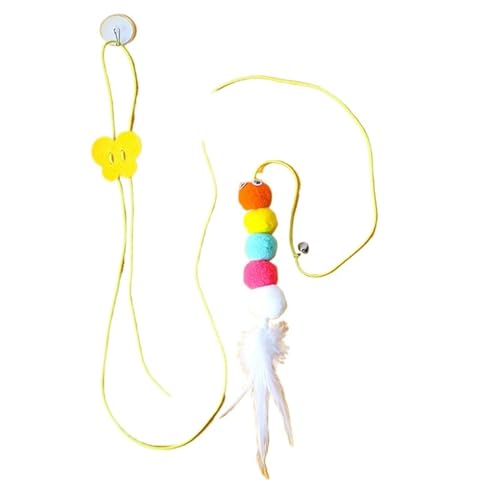 SITBXO Lustiger Kätzchenstab, elastisches Seil, Libellenfeder, Glockenspielzeug, Hängeschaukel for Katzen und Kätzchen Katzenspielzeug(Feather Caterpillar) von SITBXO