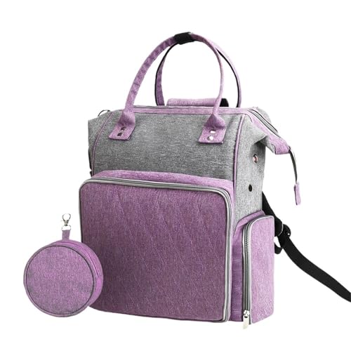 SITBXO Strickwerkzeuge Tasche aufbewahren Häkelgarn-Rucksack, Stricktaschen, Aufbewahrung, Organizer, Zubehör, Nähzubehör, tragbar, bequem, wasserdicht(Gray Purple) von SITBXO