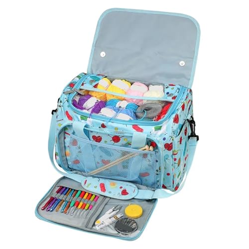 SITBXO Strickwerkzeuge Tasche aufbewahren Stricktasche, Garntasche, Organizer mit Innenteiler for Wolle, Häkelnadeln, Stricknadeln, Nähset, DIY-Aufbewahrungstasche(Green) von SITBXO
