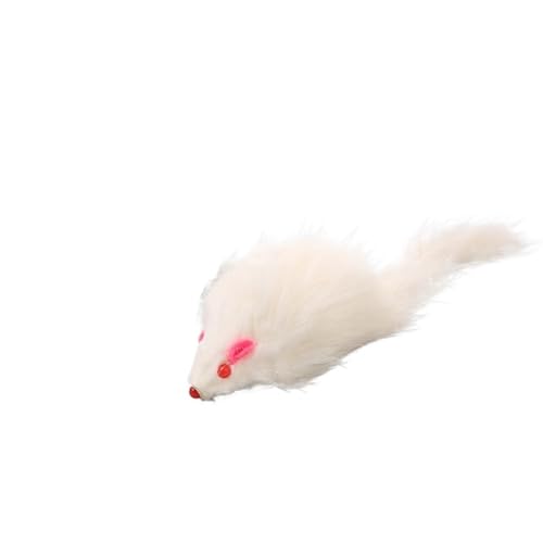 SITBXO Weiches, langhaariges Katzenspielzeug, lustige Mäuseschwanzmaus for das Training von Kätzchen und lustige Spielzeit Katzenspielzeug(White) von SITBXO