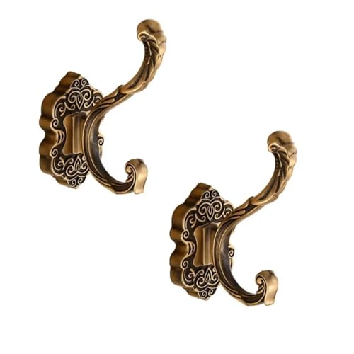 SITBXO kleiderhaken 1/2 Stück Kleiderhaken aus Aluminiumlegierung, 11,9 x 9,5 cm, Gold/Bronze/Messing/Kupfer/Schwarz/Weiß, Metall-Wandhaken(Antique brass-2pcs) von SITBXO