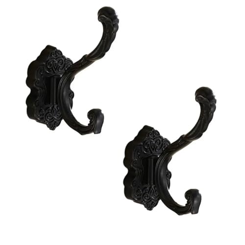 SITBXO kleiderhaken 1/2 Stück Kleiderhaken aus Aluminiumlegierung, 11,9 x 9,5 cm, Gold/Bronze/Messing/Kupfer/Schwarz/Weiß, Metall-Wandhaken(Black-2pcs) von SITBXO